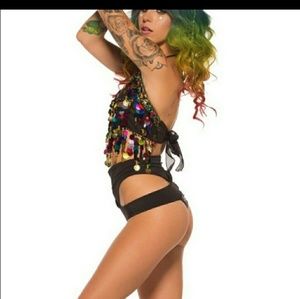 Rainbow Gypsy rave halter top